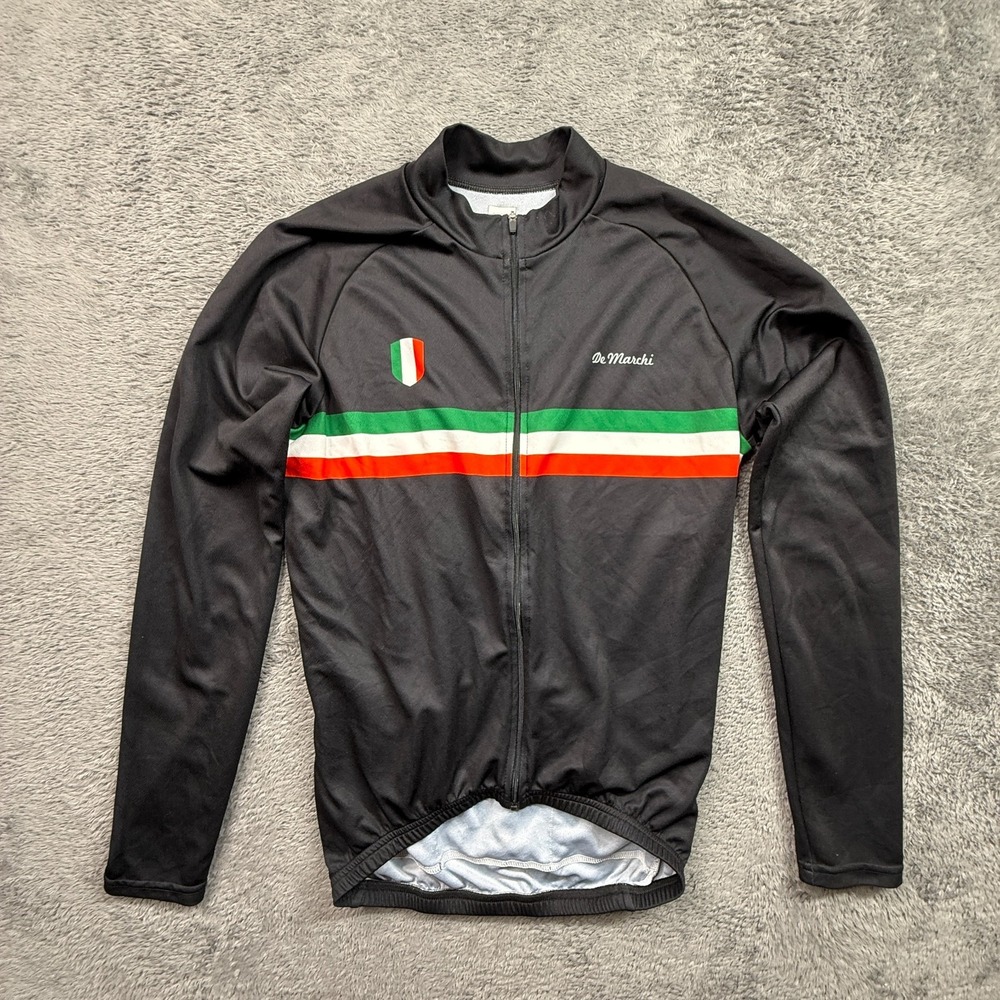 De Marchi PT-EVO Italian Jersey Womens L Black Long Sleeve Full Zip Striped